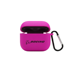 Boeing Logolu Silikon AirPods Kılıfı – Pembe / Karabina Askılı