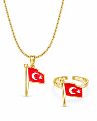 Kolye + Yüzük "Gönderli Bayrak"