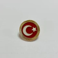 Türk Bayrağı Rozet Yuvarlak