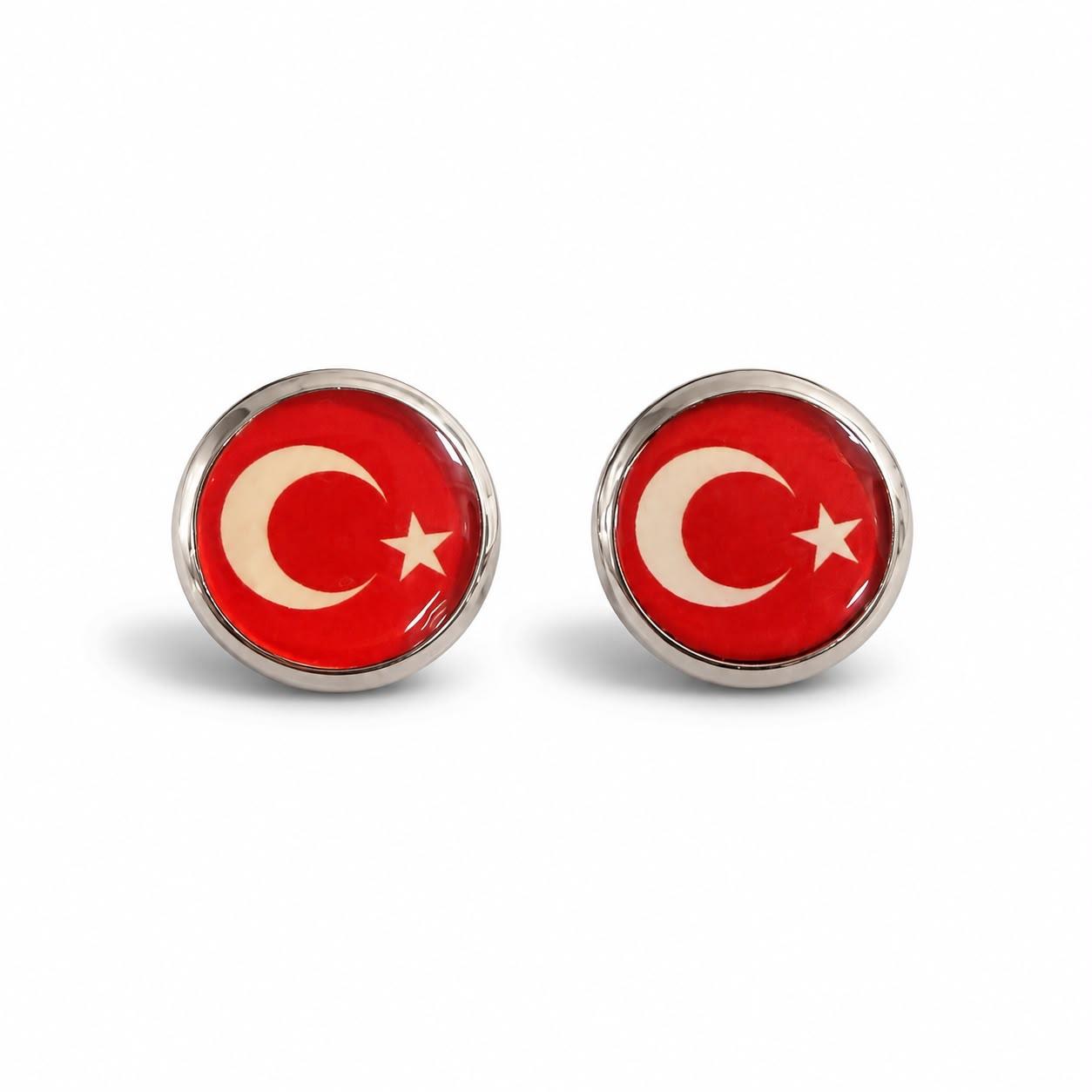 Kol Düğmesi "Türk Bayraklı" Silver