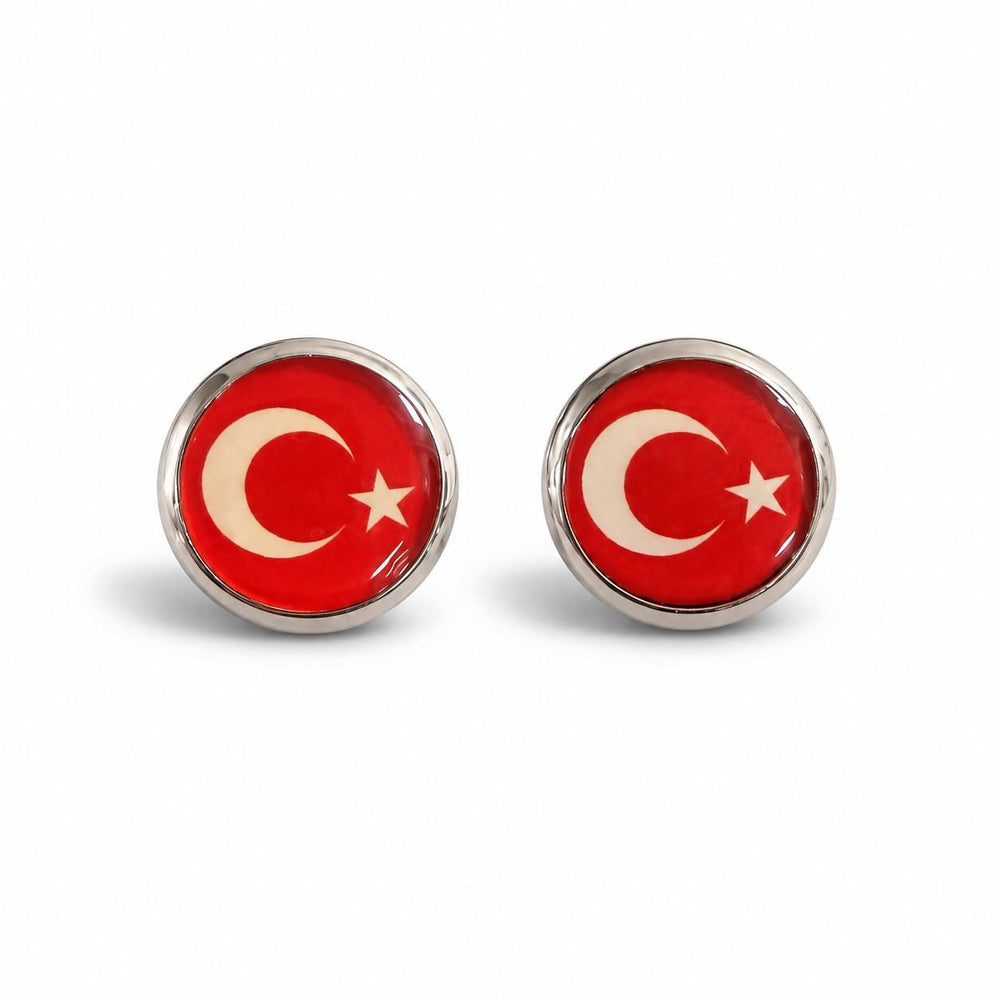 Kol Düğmesi "Türk Bayraklı" Silver