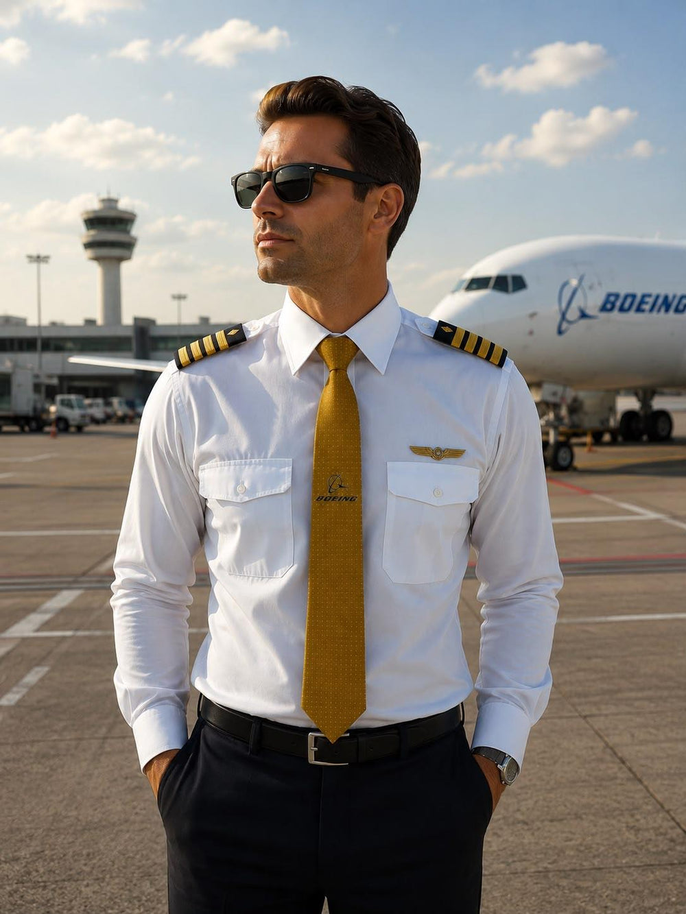 Kravat "Boeing" Sarı Desenli