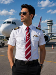Kravat "Kırmızı Beyaz Çizgili Tek Hilal Yıldız"