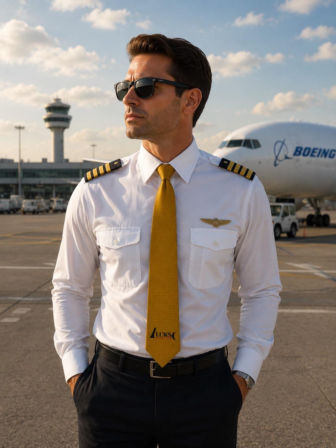 Kravat "Luks Aviation" Sarı Desenli