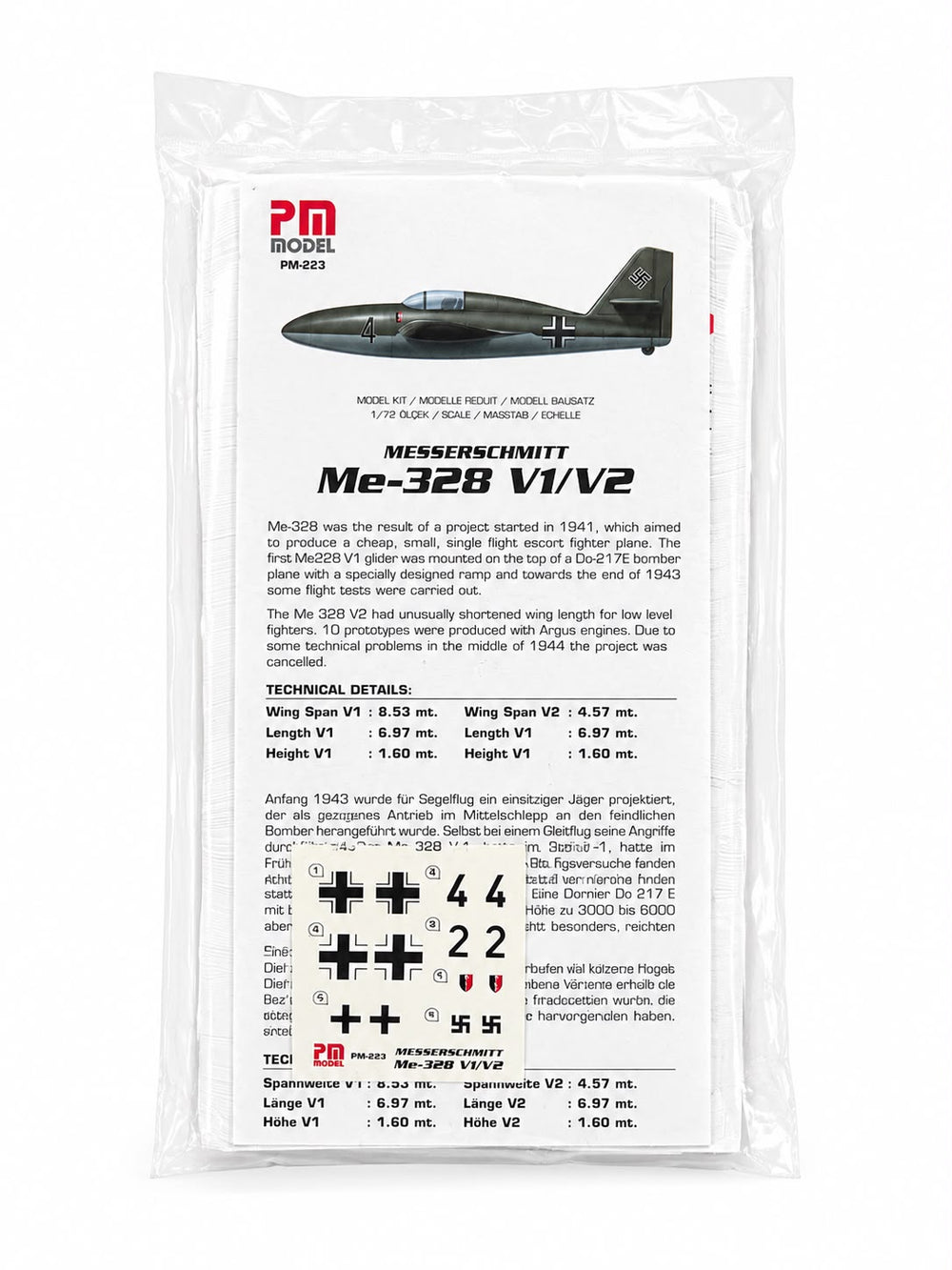 Messerschemitt Me-328 V1 V2 Pm Model Savaş Uçağı Demonte Plastik Maketi