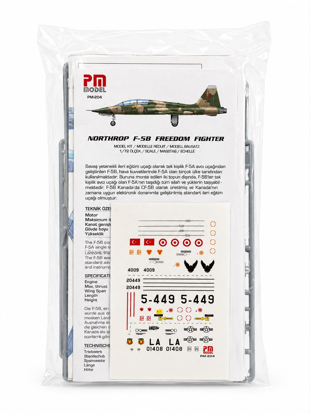 Northrop F-5 B Freedom Fighter PM Model Demonte Plastik Uçak Maket Kiti