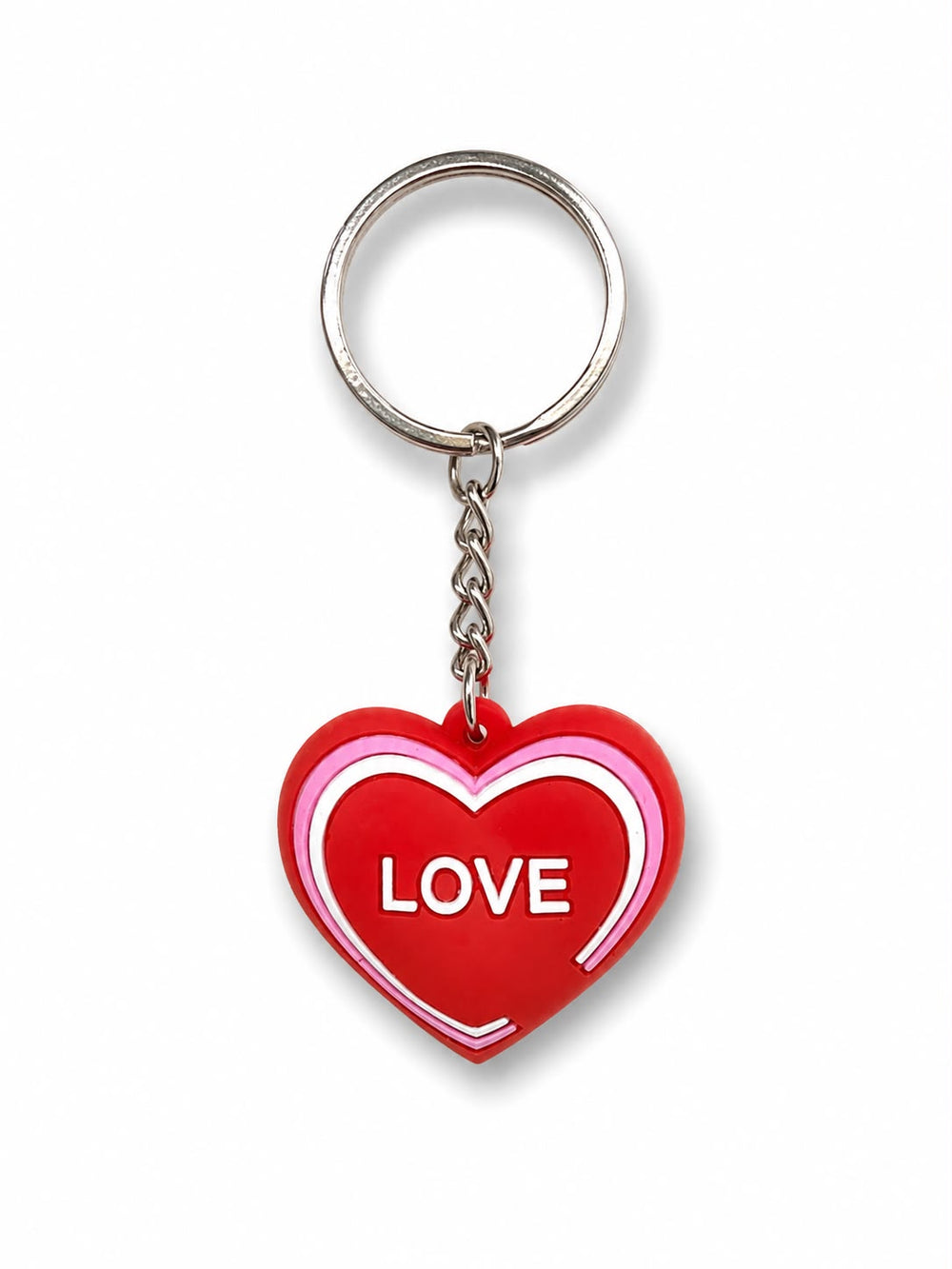 Plastik Anahtarlık Kalp Kırmızı & Pembe