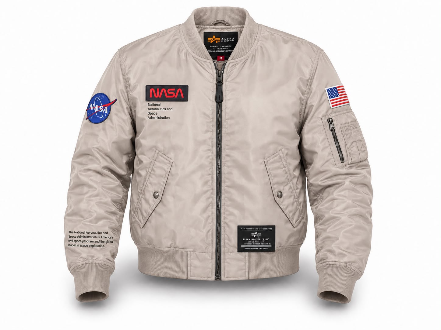 Ribana Yakalı Pilot Montu Krem "NASA"