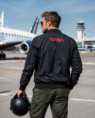 Ribana Yakalı Pilot Montu  Siyah "NASA"