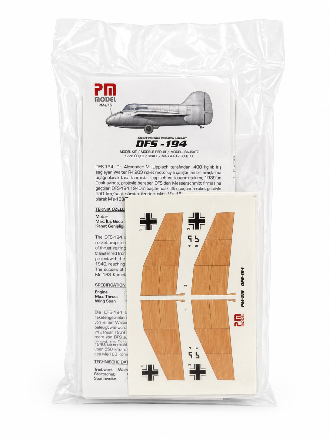 Rocket Powered Research Aircraft DFS-194 Pm Model Roket Motorlu Uçak Demonte Plastik Maketi