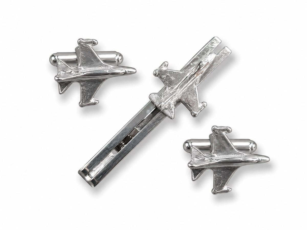 Set "F-16 Silver Kol D + Kravat IGN" Siyah Kutu