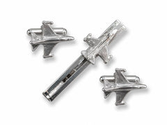 Set "F-16 Silver Kol D + Kravat IGN" Siyah Kutu