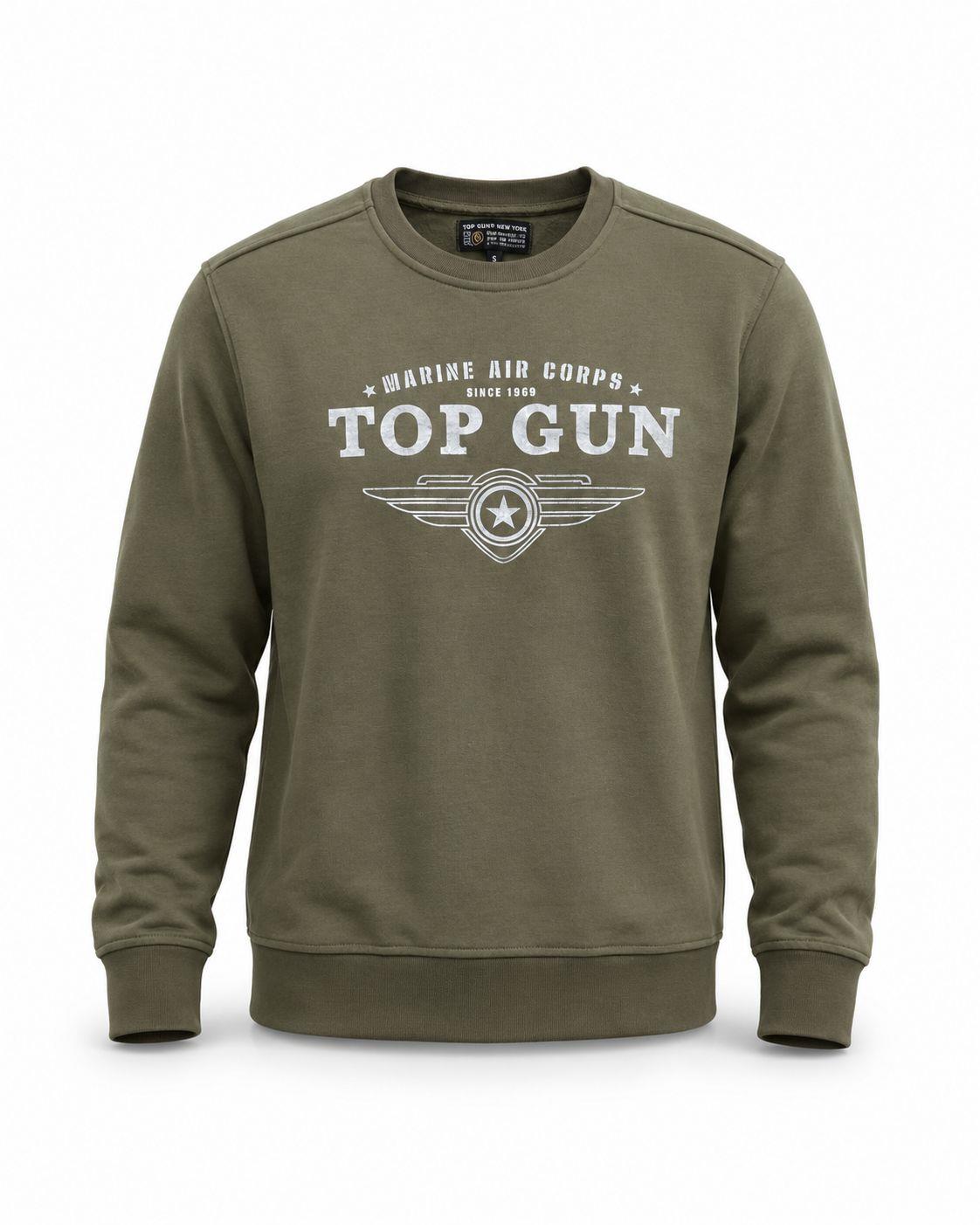 "Top Gun" Baskılı Sweat Haki
