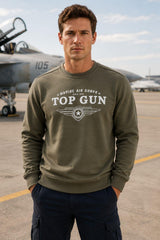 "Top Gun" Baskılı Sweat Haki