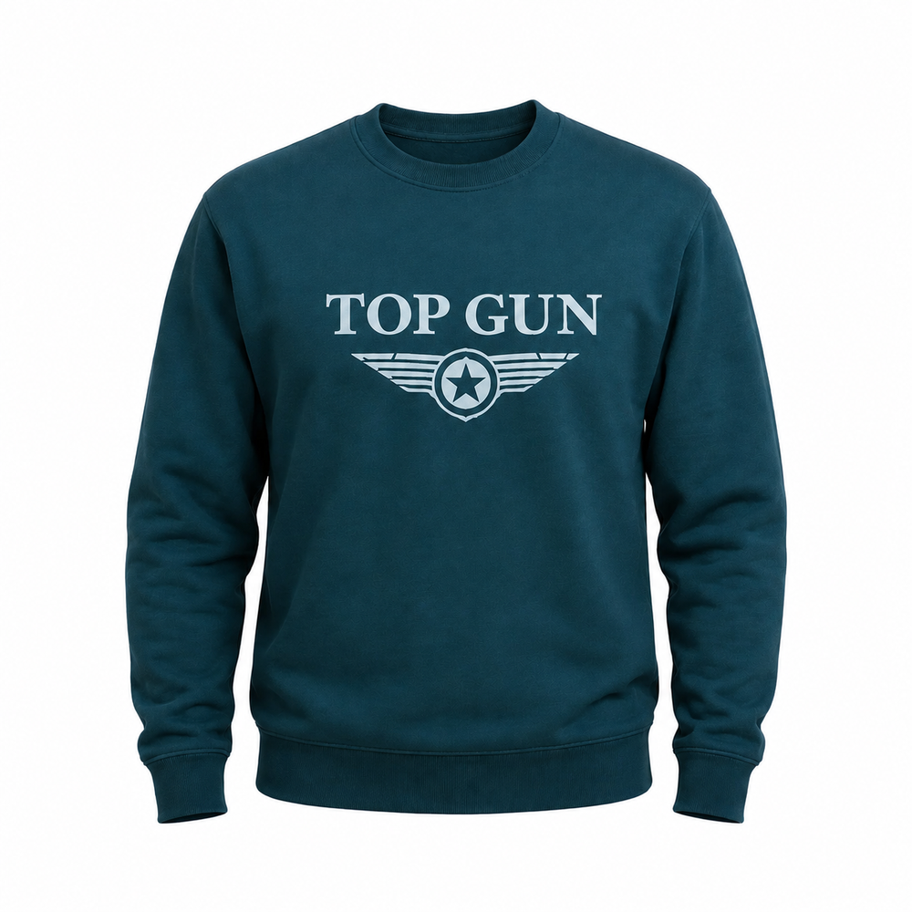 "TOP GUN" Baskılı Sweat Petrol