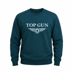 "TOP GUN" Baskılı Sweat Petrol