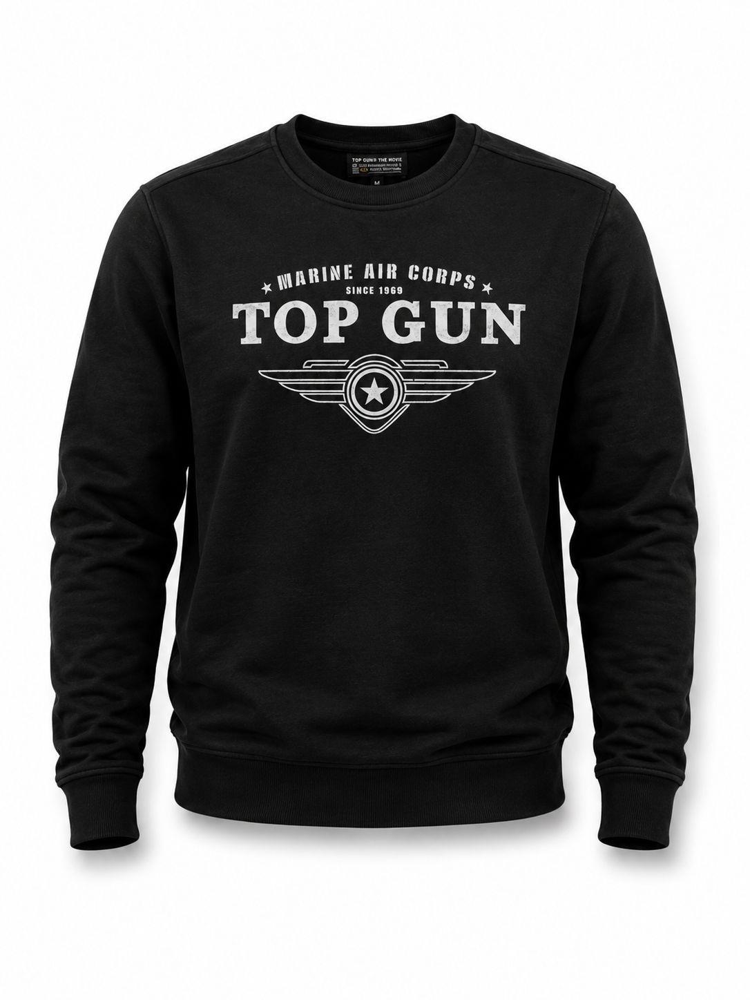 "Top Gun" Baskılı Sweat Siyah