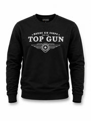 "Top Gun" Baskılı Sweat Siyah