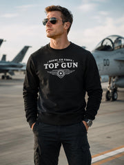 "Top Gun" Baskılı Sweat Siyah