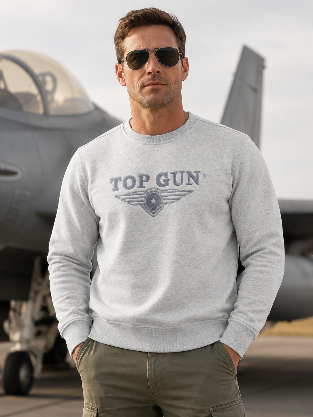 "Top Gun" Nakışlı Sweat Gri