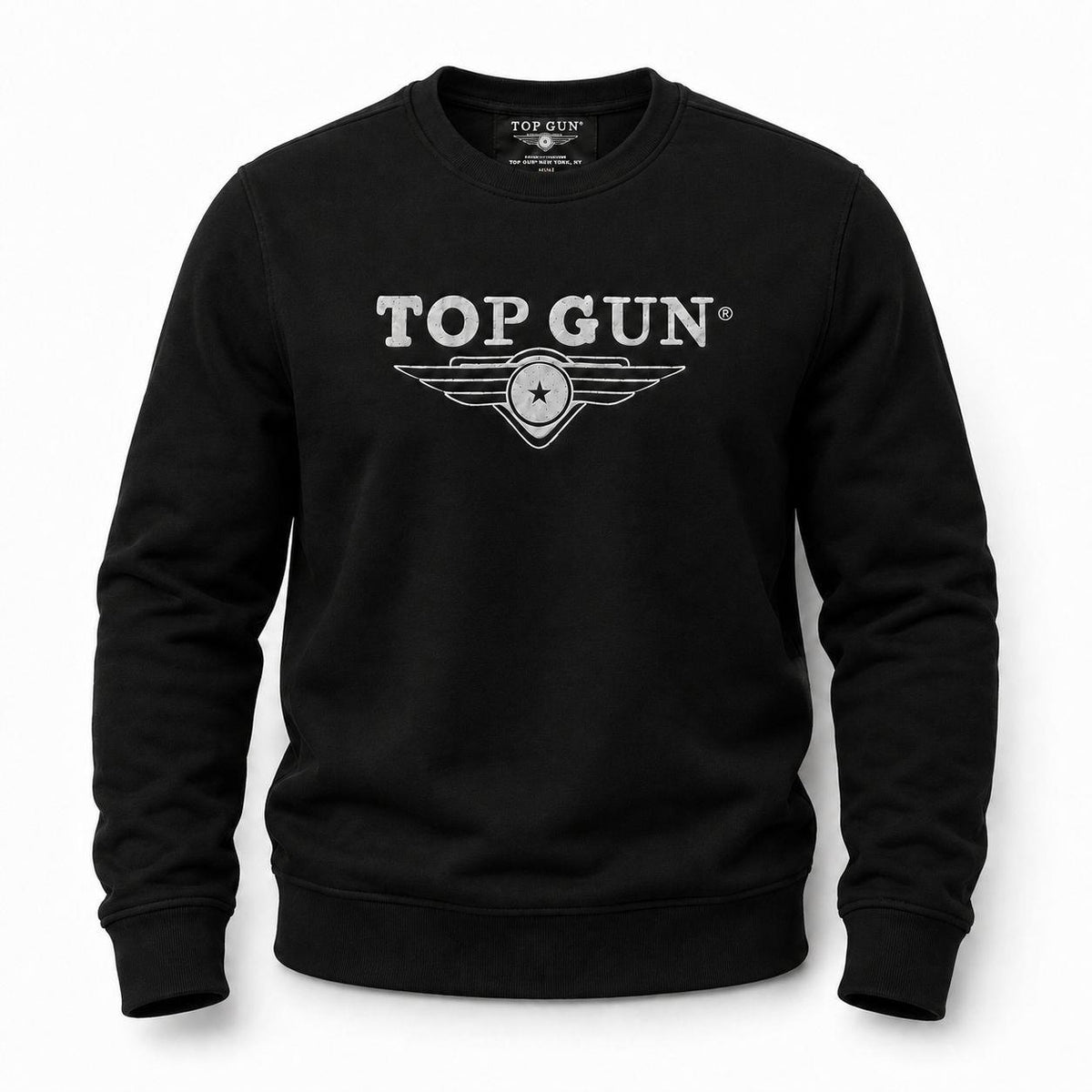 "Top Gun" Nakışlı Sweat Siyah