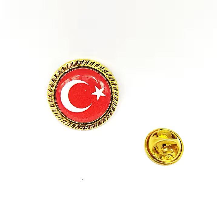 Türk Bayrağı Rozet Yuvarlak