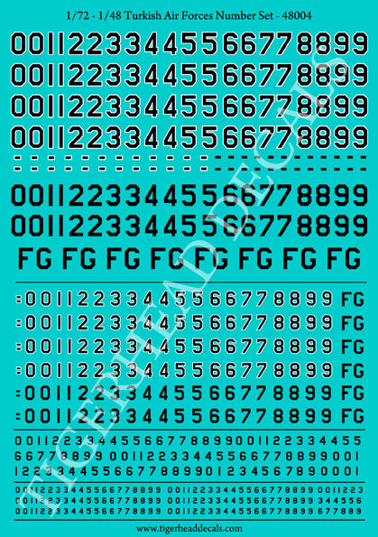 Turkish Air Forces Numbers Set  ( 1/48 )