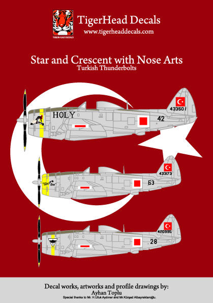 Turkish Air Forces P-47D Thunderbolt Stars and Crescent with Nose Arts  ( 1/48 )