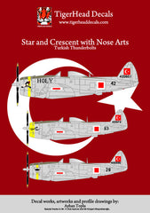 Turkish Air Forces P-47D Thunderbolt Stars and Crescent with Nose Arts  ( 1/48 )