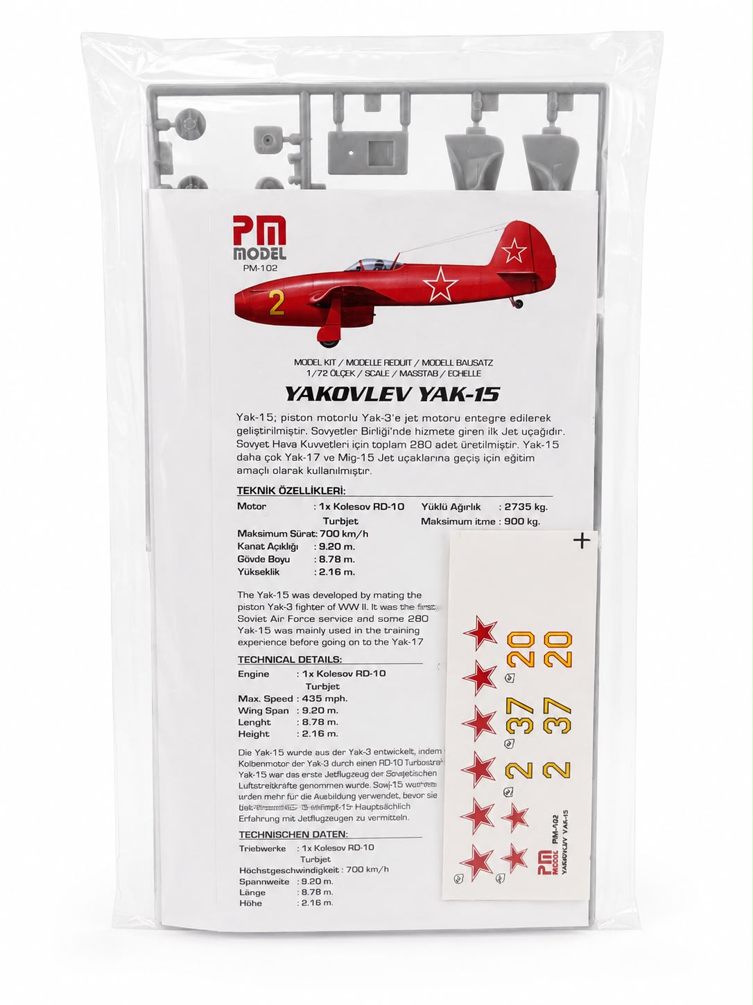 Yakovlev Yak-15 Pm Model Avcı Uçağı Demonte Plastik Maketi